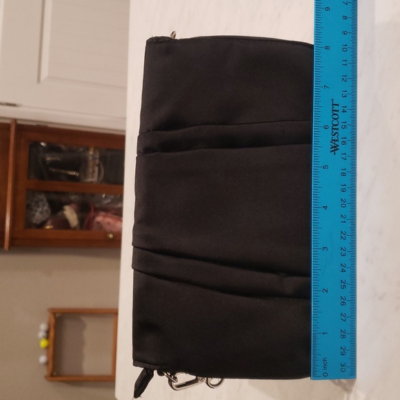 White House Black Market Chic Black Clutch In Satin with Silver Embellishment - Picture 5 of 9